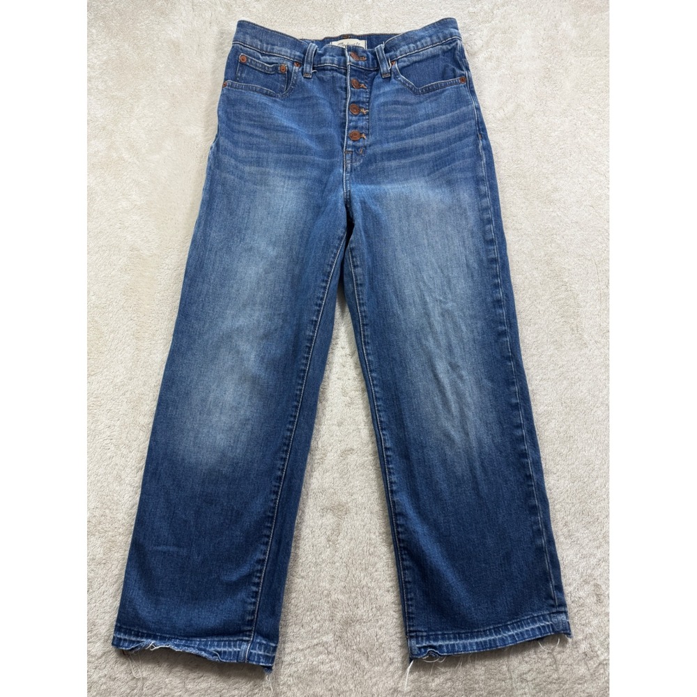 Madewell Womens Slim Wide-Leg Crop‎ High Rise Blue Jeans 27 Meas: 28x25